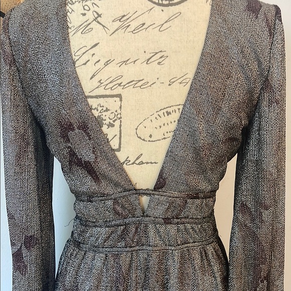 NWT Ba&Sh | Woman’s Elegant Floral Metallic Grey Maxi Dress Size 1 Small - Picture 12 of 16
